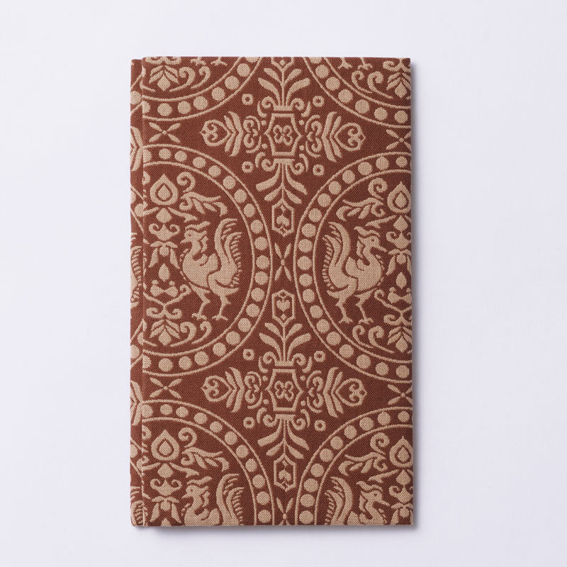Shosoin Jacquard en coton Fukusa | Motif Oiseaux Jumeaux Marron
