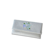 Koetsu Chirimen Buddhist Rosary Case | Bush Clovers Wreath Gray