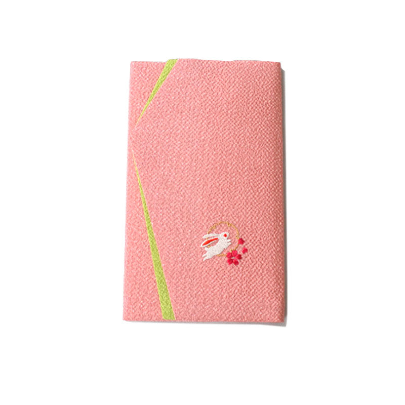 Enveloppe cadeau brodée Fukusa | Lapin Rose