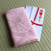 45 KARACHO Soie Chirimen Yuzen Teinture | Abricot Japonais Rose Clair
