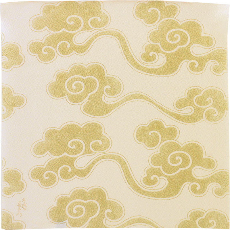 45 KARACHO Soie Chirimen Yuzen Teinture | Crème Nuages