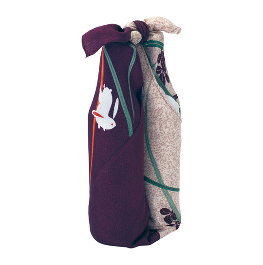 68 Rayon Chirimen Koyomi | Lapins dans les pelouses violet