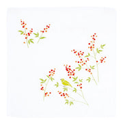 Mouchoir Gaze Nandina et Oiseau Orange