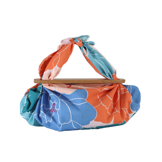 Furoshiki Patchin Bag M Water-repellent Peony | Blue green