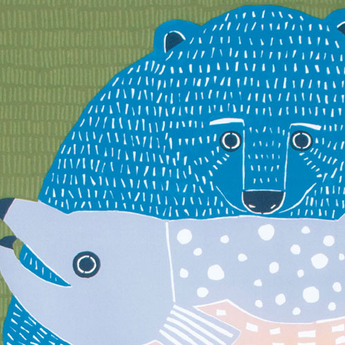 100 Water-repellent Re-Free | kata kata Bear & Salmon Green