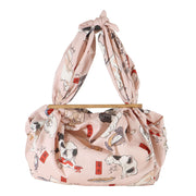 Furoshiki Patchin Bag L Cotton | Cats Suggested As The Fifty Three Stations Of The Tokaido Pink