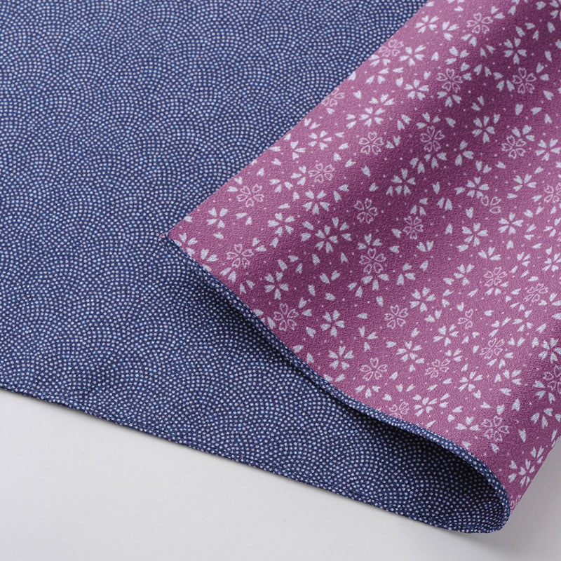 45 Polyester Amunzen Reversible | Fine Sharkshin Pattern / Sakura Navy Blue/Rose