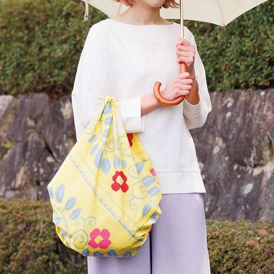 100 Water-Repellent Cotton Yumeji Takehisa Flower Arabesque Yellow