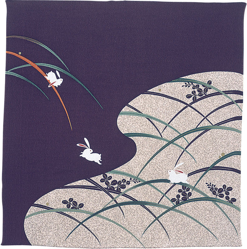 68 Rayonne Chirimen Koyomi | Lapins dans les pelouses violettes