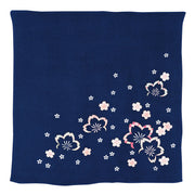 68 Rayonne Chirimen Koyomi | Sakura en bleu nuit et jour bleu marine